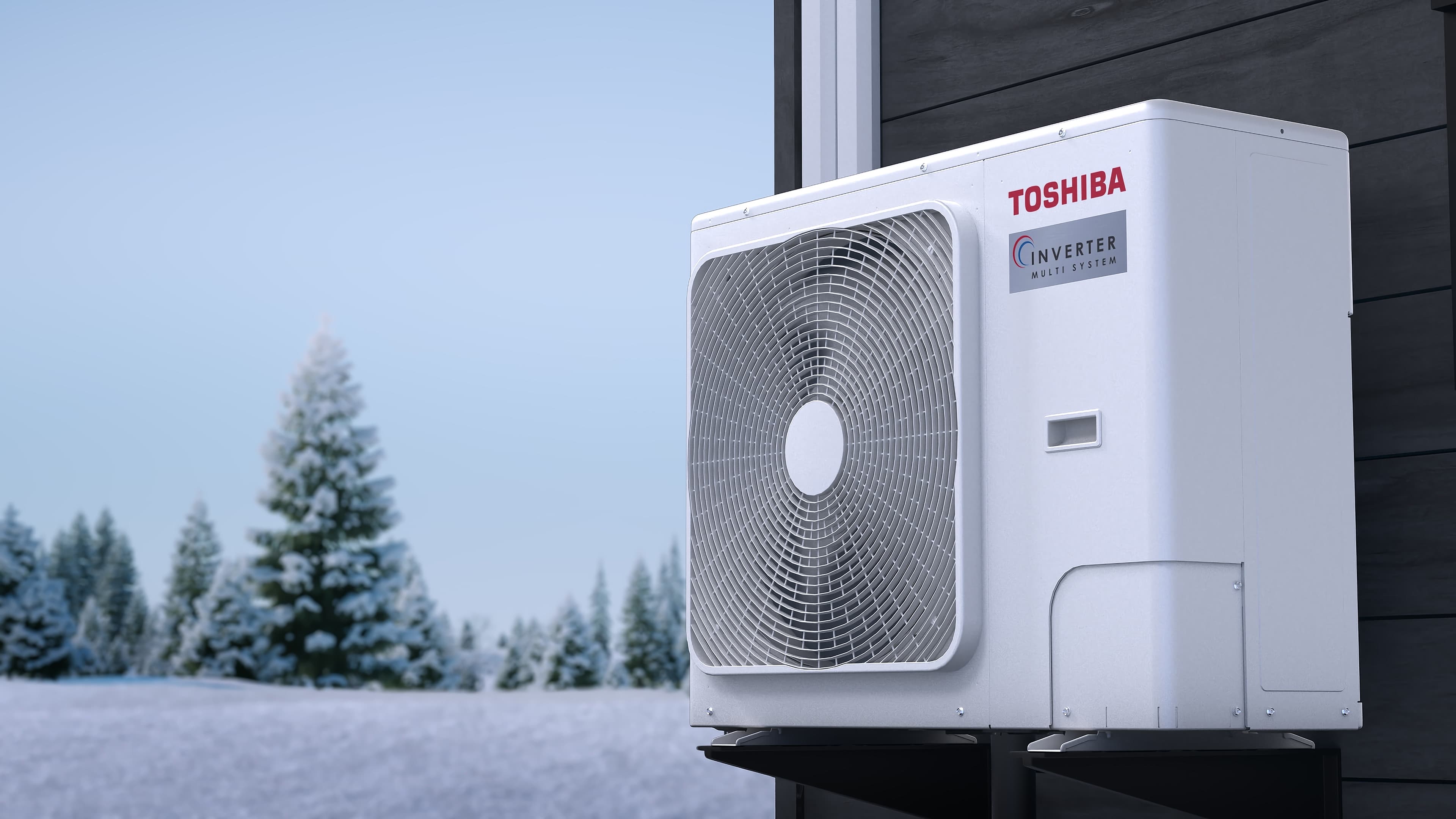 One compact Toshiba outdoor unit serves the whole home